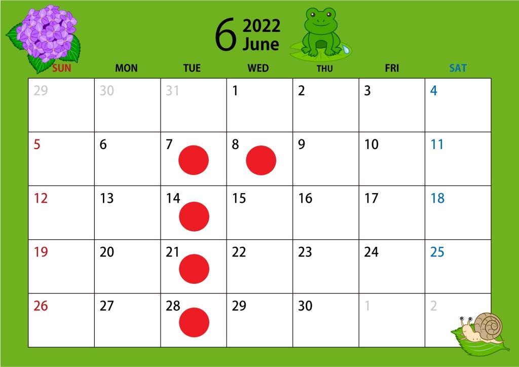 ☆６月休業日のお知らせ☆